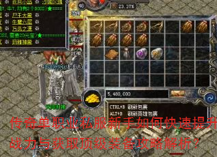 传奇单职业私服新手如何快速提升战力与获取顶级装备攻略解析? 传奇单职业私服新手如何快速提升战力与获取顶级装备攻略解析?