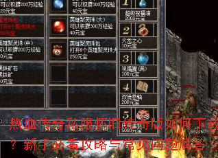 热血传奇私服怀旧传奇版如何下载?新手必看攻略与常见问题解答 热血传奇私服怀旧传奇版如何下载?新手必看攻略与常见问题解答