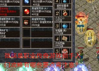 微端单职业传奇游戏新手入门攻略有哪些要点需注意? 微端单职业传奇游戏新手入门攻略有哪些要点需注意?